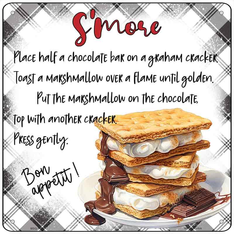 Smore Recipe Novelty Metal Square Sign SQ-1692 6" Sign (MSQ)