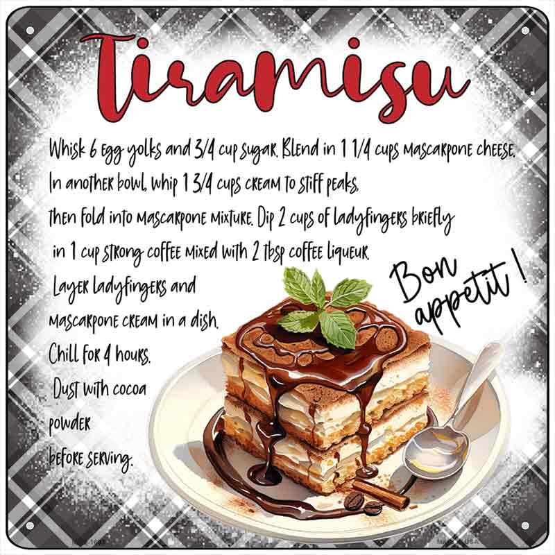 Tiramisu Recipe Novelty Metal Square Sign SQ-1693 6" Sign (MSQ)