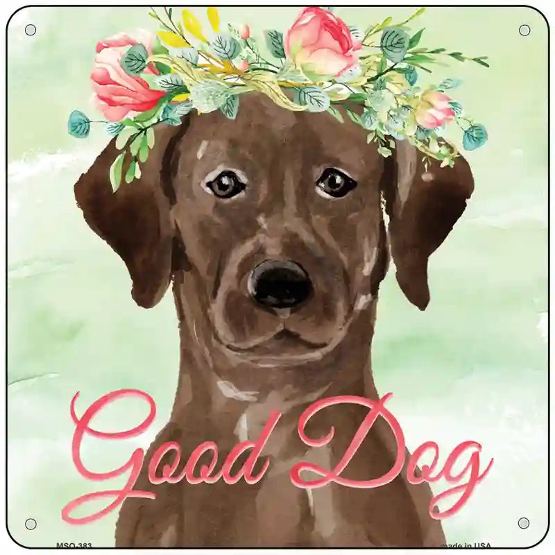 Brown Lab Good Dog Novelty Square Sign 6" Sign (MSQ)