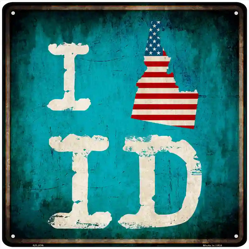 I Love Idaho Novelty Metal Square Sign 12" Sign (SQ)