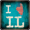 I Love Illinois Novelty Metal Square Sign 12" Sign (SQ)