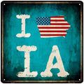 I Love Iowa Novelty Metal Square Sign 12" Sign (SQ)