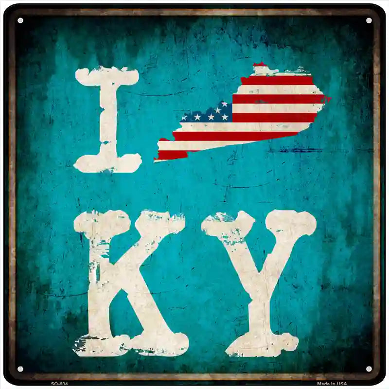 I Love Kentucky Novelty Metal Square Sign 12" Sign (SQ)