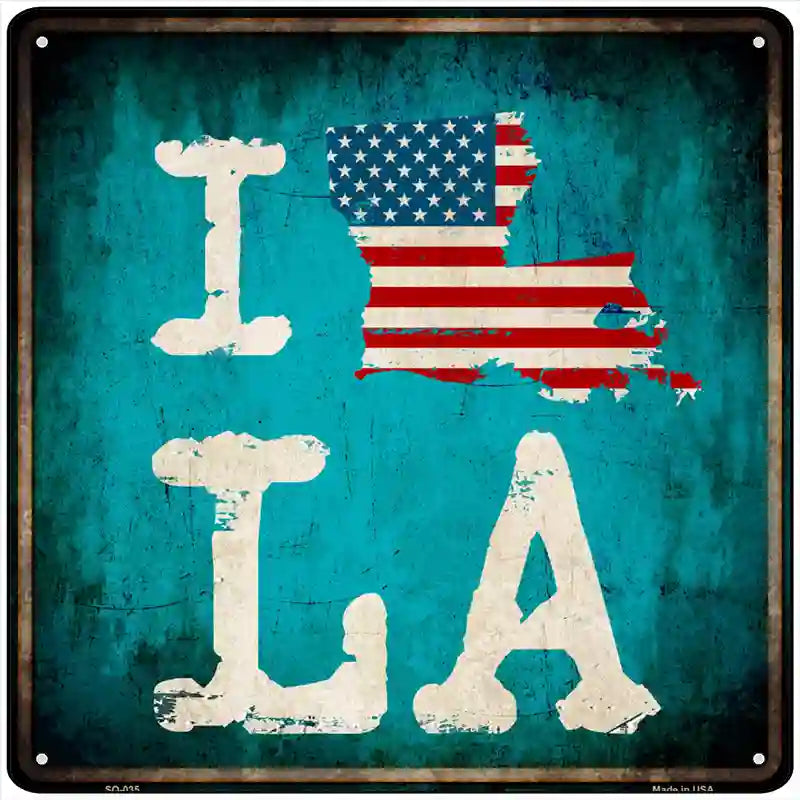 I Love Louisiana Novelty Metal Square Sign 12" Sign (SQ)