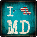 I Love Maryland Novelty Metal Square Sign 12" Sign (SQ)