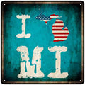 I Love Michigan Novelty Metal Square Sign 12" Sign (SQ)