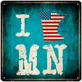 I Love Minnesota Novelty Metal Square Sign 12" Sign (SQ)