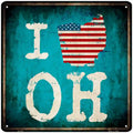 I Love Ohio Novelty Metal Square Sign 12" Sign (SQ)