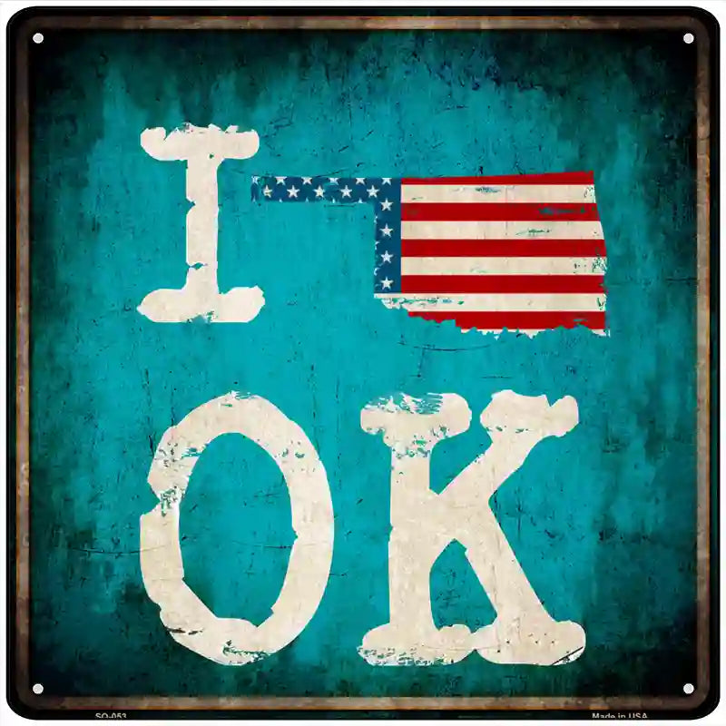 I Love Oregon Novelty Metal Square Sign 12" Sign (SQ)
