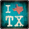 I Love Texas Novelty Metal Square Sign 12" Sign (SQ)