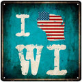 I Love Wisconsin Novelty Metal Square Sign 12" Sign (SQ)