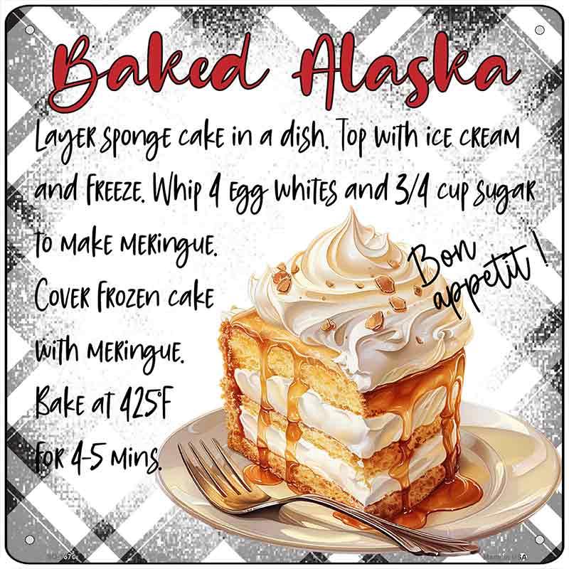 Baked Alaska Recipe Novelty Metal Square Sign SQ-1676 12" Sign (SQ)