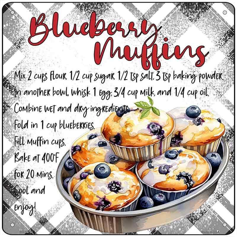 Blueberry Muffins Recipe Novelty Metal Square Sign SQ-1679 12" Sign (SQ)