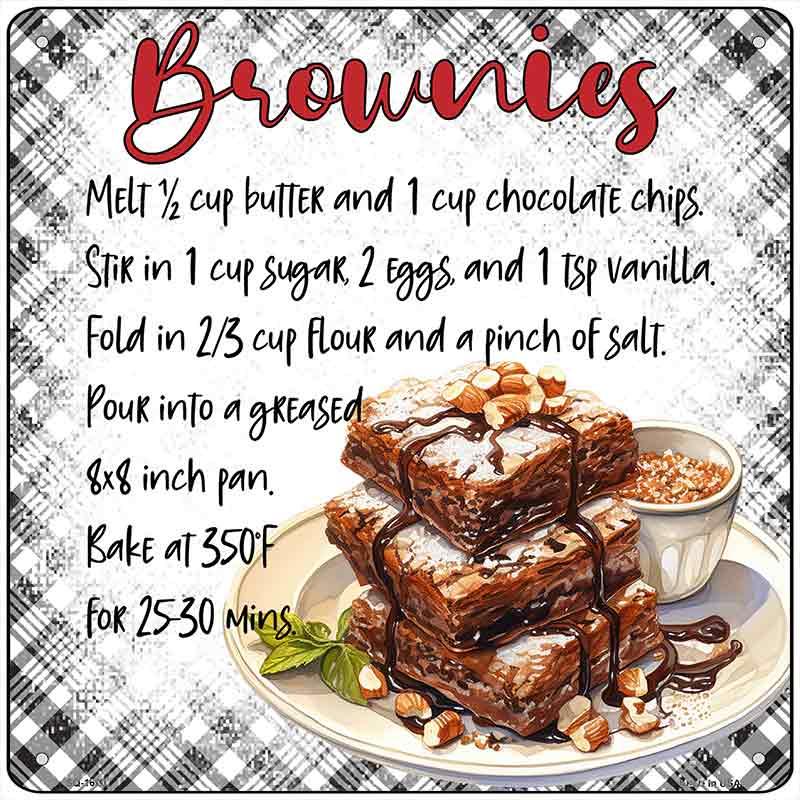 Brownies Recipe Novelty Metal Square Sign SQ-1680 12" Sign (SQ)