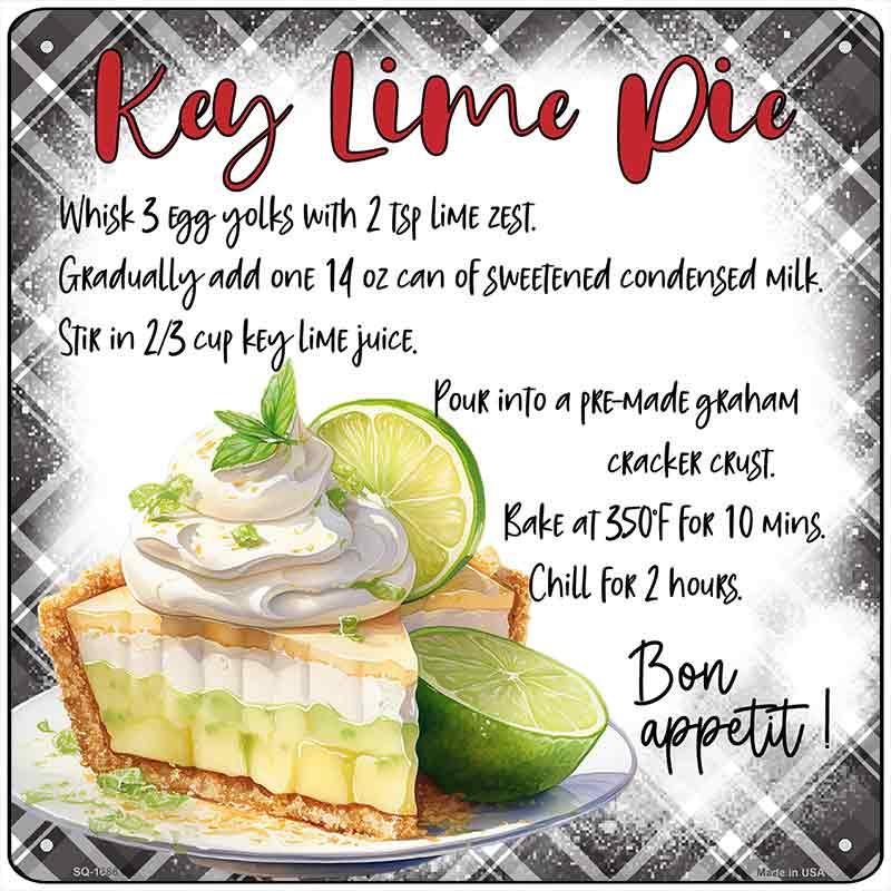 Key Lime Pie Recipe Novelty Metal Square Sign SQ-1686 12" Sign (SQ)