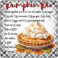 Pumpkin Pie Recipe Novelty Metal Square Sign SQ-1690 12" Sign (SQ)