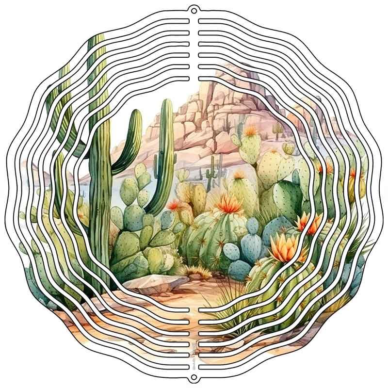 Desert Watercolor Photo Novelty Metal Wind Spinner 10" Spinner (WCS)