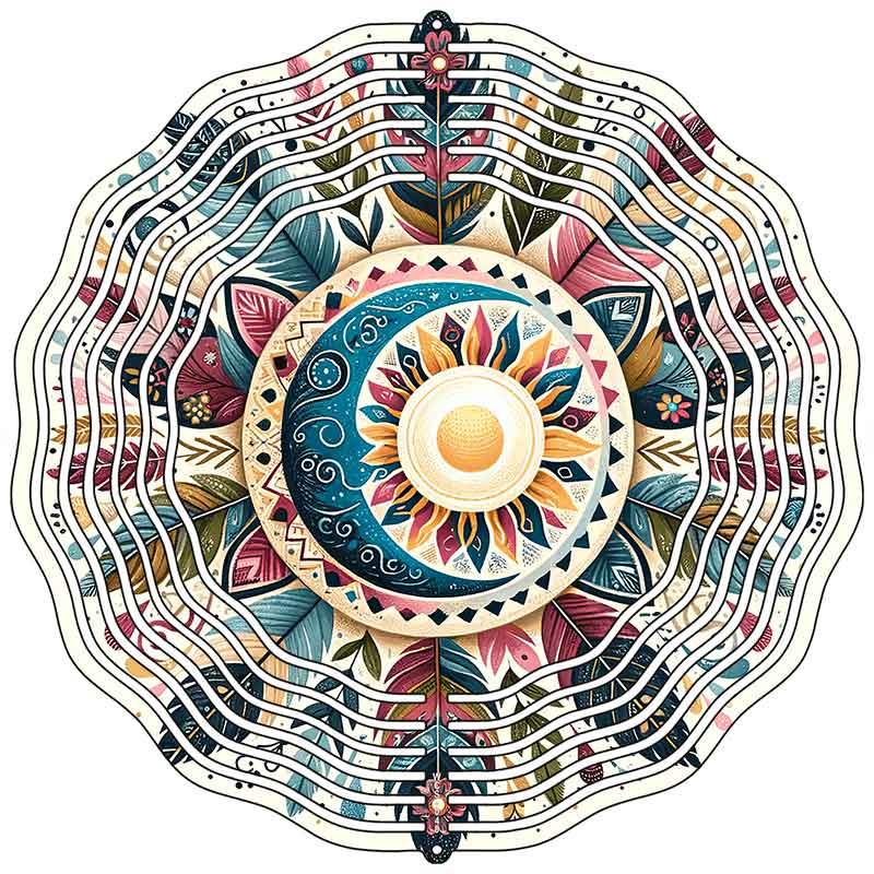 Native American Feathers Novelty Metal Wind Spinner 10" Spinner (WCS)