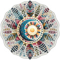 Native American Feathers Novelty Metal Wind Spinner 10" Spinner (WCS)