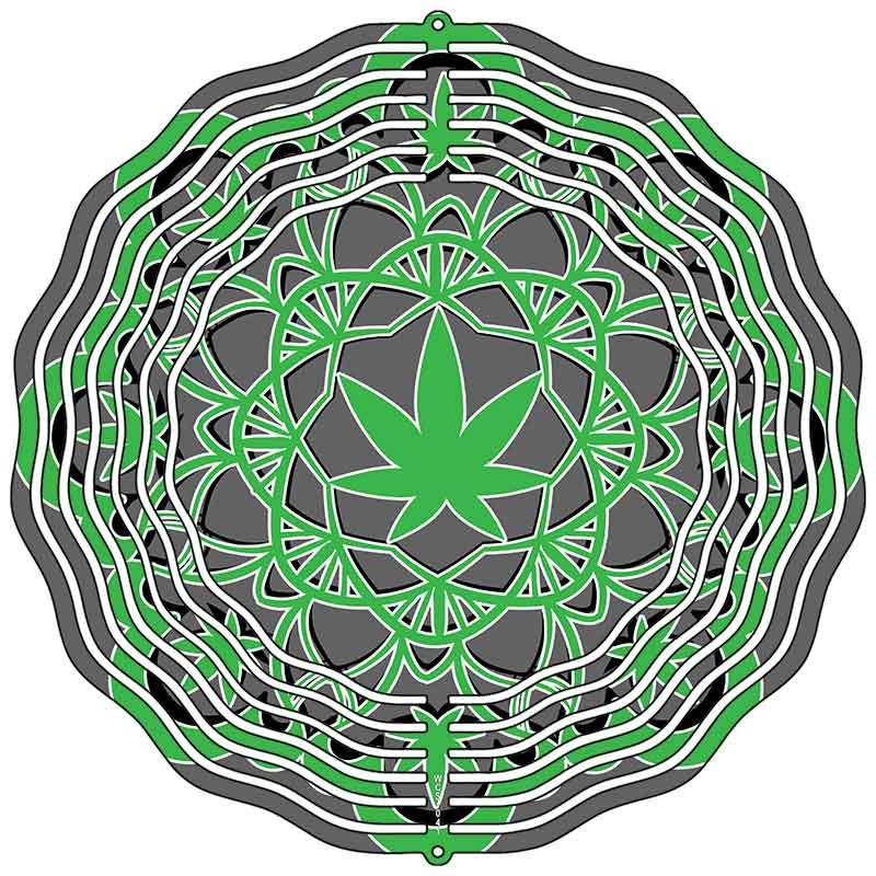 Weed Doily Pattern Novelty Metal Wind Spinner 10" Spinner (WCS)