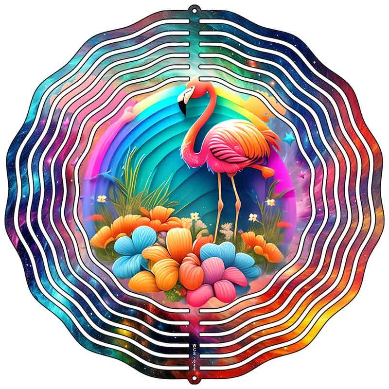 Flamingo Colors Novelty Metal Wind Spinner 10" Spinner (WCS)