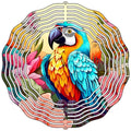 Parrot in Flowers Novelty Metal Wind Spinner 10" Spinner (WCS)