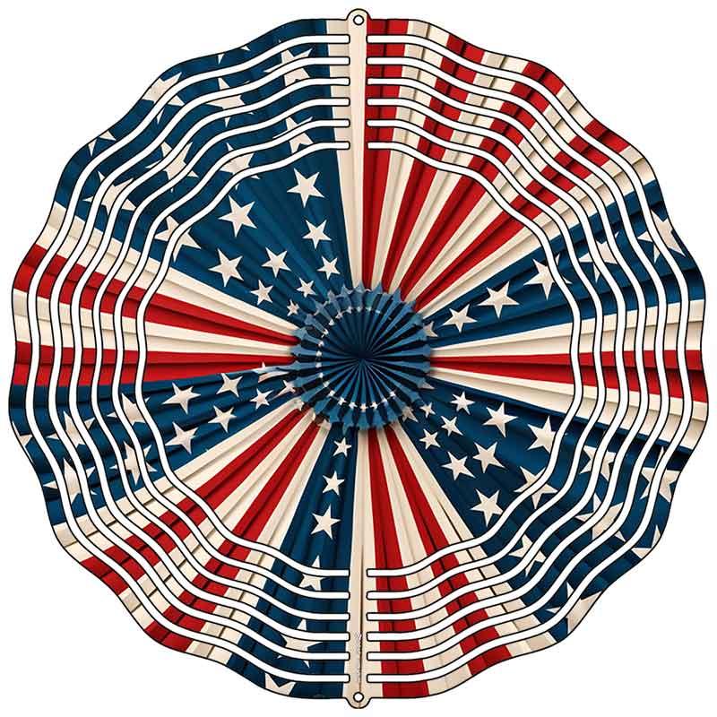 American Flag Pinwheel Novelty Metal Wind Spinner 10" Spinner (WCS)