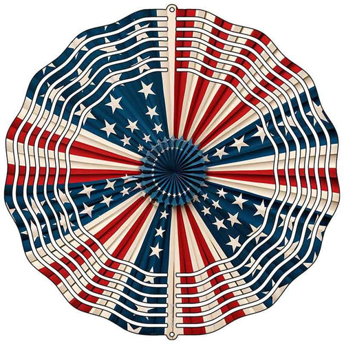 American Flag Pinwheel Novelty Metal Wind Spinner 10" Spinner (WCS)