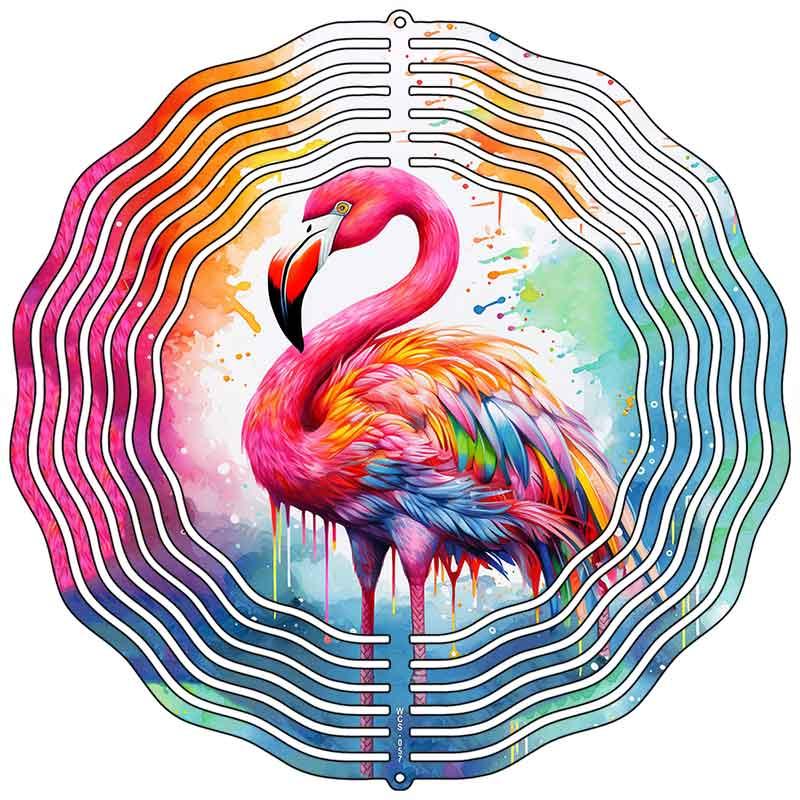 Flamingo Dripping Novelty Metal Wind Spinner 10" Spinner (WCS)