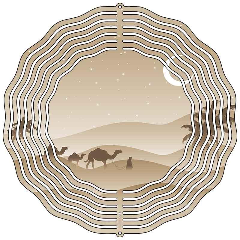 Camel and Sand Novelty Metal Wind Spinner 10" Spinner (WCS)