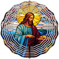 Jesus Stained Glass Novelty Metal Wind Spinner 10" Spinner (WCS)
