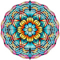 Stained Glass Flower Kaleidoscope Novelty Metal Wind Spinner 10" Spinner (WCS)