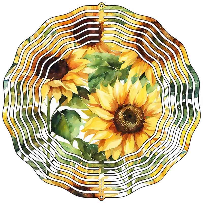 Sunflowers Novelty Metal Wind Spinner 10" Spinner (WCS)