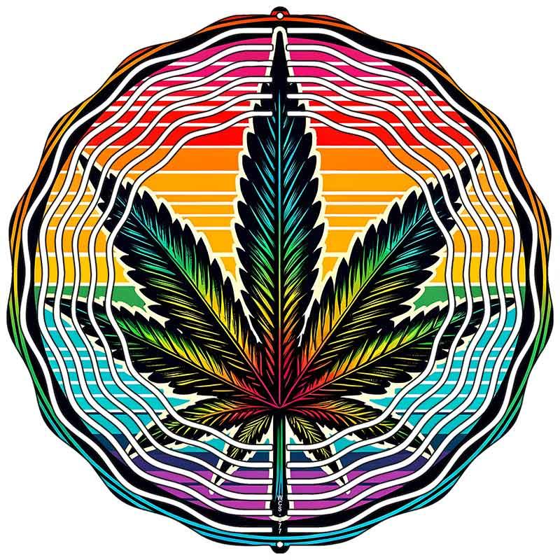 Marijuana Novelty Metal Wind Spinner 10" Spinner (WCS)