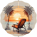 Beach Chair and Palms Novelty Metal Wind Spinner 10" Spinner (WCS)