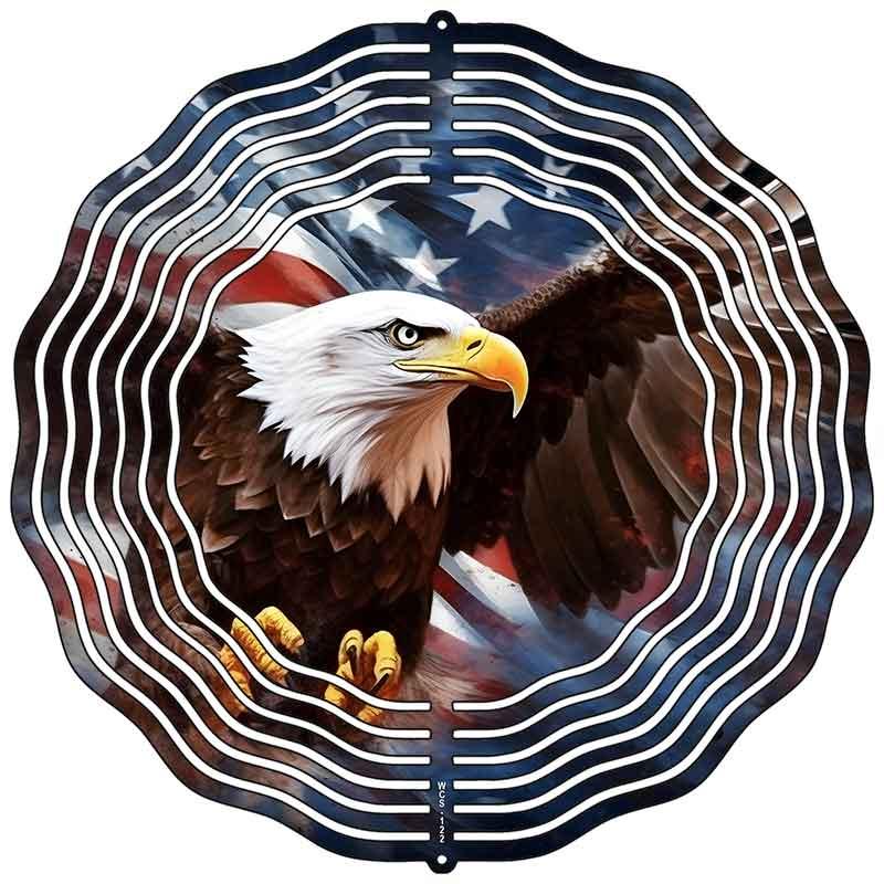 Eagle in Flight Novelty Metal Wind Spinner 10" Spinner (WCS)