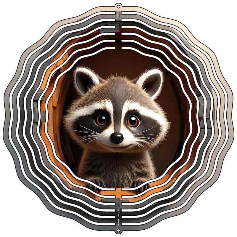 Raccoon Novelty Metal Wind Spinner 10" Spinner (WCS)