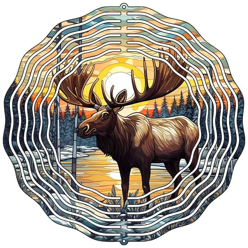 Moose Novelty Metal Wind Spinner 10" Spinner (WCS)
