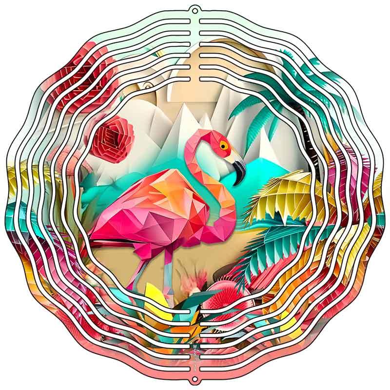 Abstract Flamingo Novelty Metal Wind Spinner 10" Spinner (WCS)