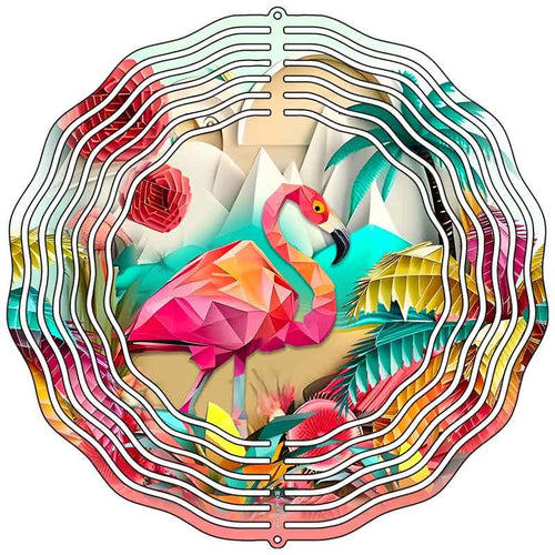 Abstract Flamingo Novelty Metal Wind Spinner 10" Spinner (WCS)