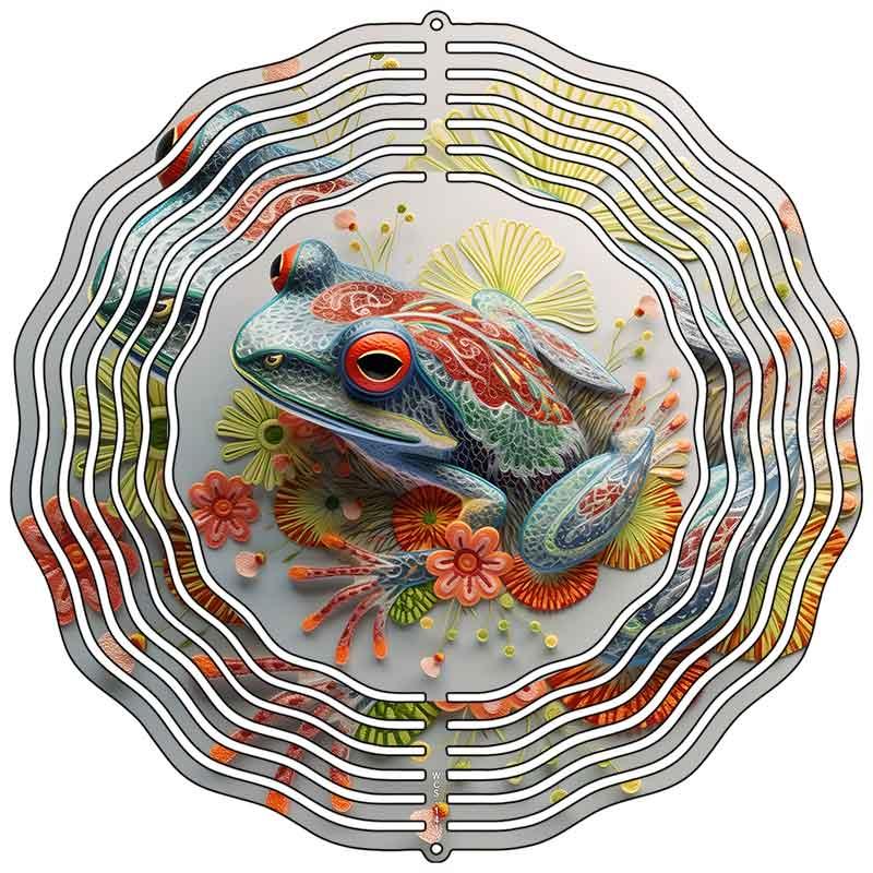 Frog Novelty Metal Wind Spinner 10" Spinner (WCS)