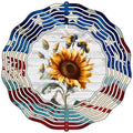 Sunflower with American Flag Novelty Metal Wind Spinner 10" Spinner (WCS)