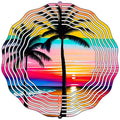Palms and Ocean Sunset Novelty Metal Wind Spinner 10" Spinner (WCS)