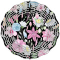 Flowers on Black Novelty Metal Wind Spinner 10" Spinner (WCS)