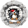 Christmas Penguin Brick Novelty Metal Wind Spinner 10" Spinner (WCS)