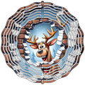 Reindeer Snowie Brick Wall Novelty Metal Wind Spinner 10" Spinner (WCS)