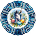 Unicorn Blue Glitter Novelty Metal Wind Spinner 10" Spinner (WCS)