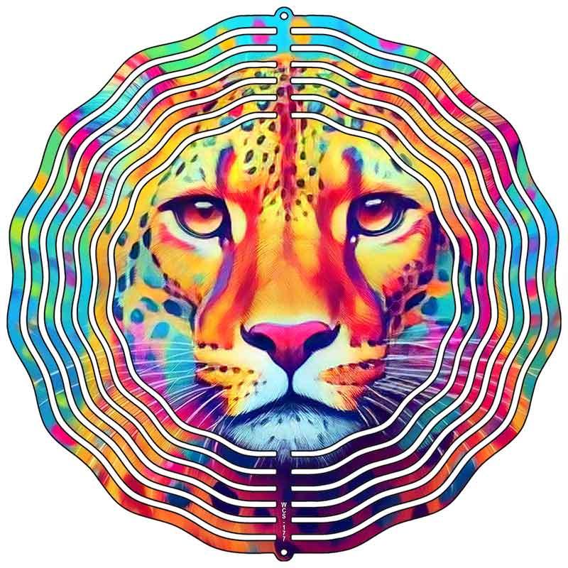 Lion Iridescence Novelty Metal Wind Spinner 10" Spinner (WCS)