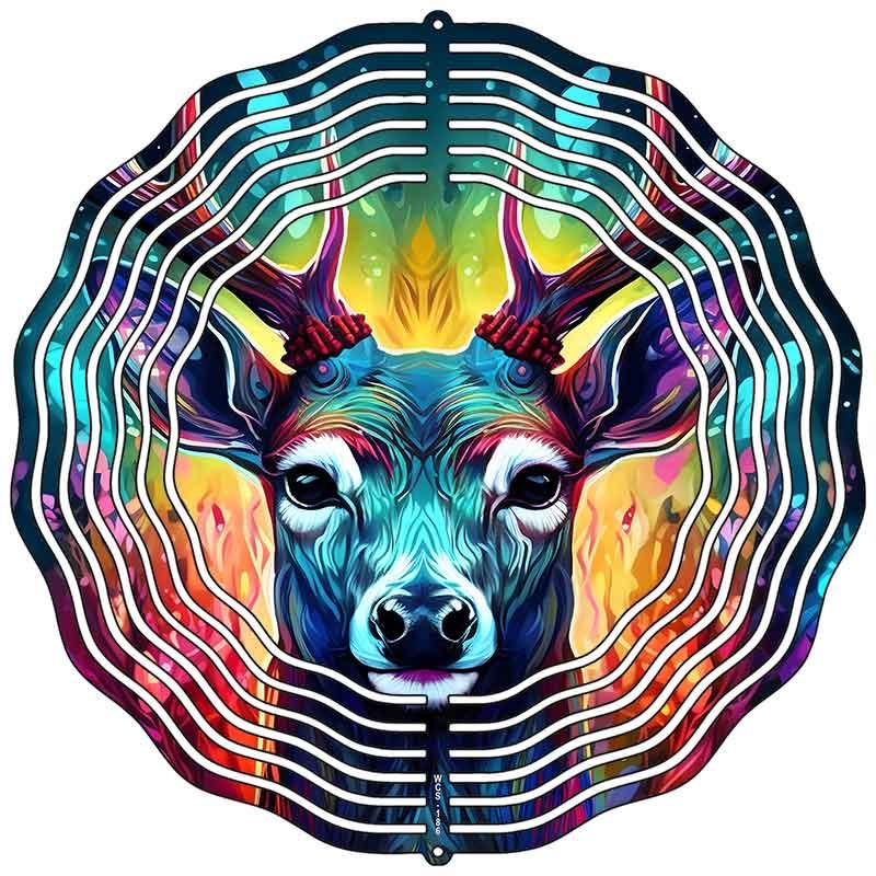 Deer Iredescence Novelty Metal Wind Spinner 10" Spinner (WCS)
