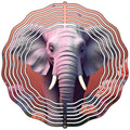 Elephant with Grass and Flowers Novelty Metal Wind Spinner 10" Spinner (WCS)